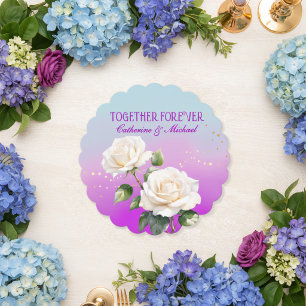 Blaue Rosa Lila Aquarell Ombre Rosen Hochzeit Untersetzer