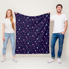 Blaue Rosa Lila Sterne Kosmischer Weltraum Nachthi Fleecedecke