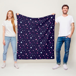Blaue Rosa Lila Sterne Kosmischer Weltraum Nachthi Fleecedecke