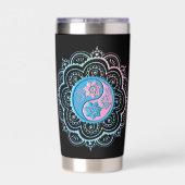 Blaue & rosa Mandala-Wasserflasche Thermobecher (Rückseite)