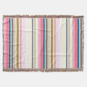 Blaue, rosa, mandel und kaffeebraune Streifen Decke