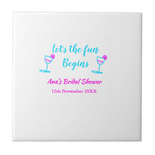 Blaue rosa Reben Glas Junggesellinnenabschied Lass Fliese