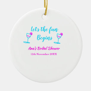 Blaue rosa Reben Glas Junggesellinnenabschied Lass Keramik Ornament