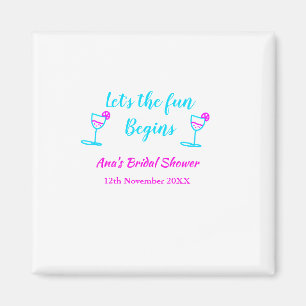 Blaue rosa Reben Glas Junggesellinnenabschied Lass Magnet