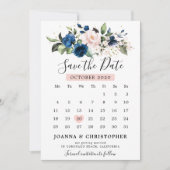 Blaue Rosa Rose Blumenkalender Save The Date (Vorderseite)