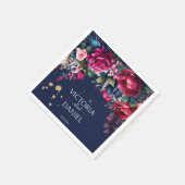 Blaue, rosa Rose personalisiert Serviette (Ecke)