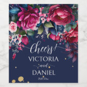 Blaue, rosa Rose personalisiert Weinetikett (Einzelnes Label)