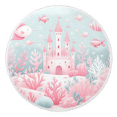 Blaue Rosa Schlossfische Märchenfisch Kinderzimmer Keramikknauf (Vorderseite)