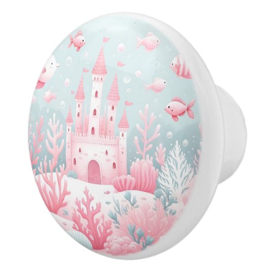 Blaue Rosa Schlossfische Märchenfisch Kinderzimmer Keramikknauf (Rechts)