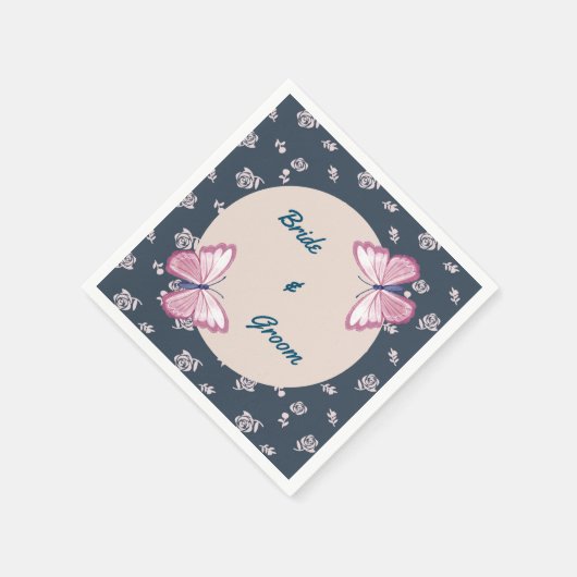Blaue Rosa Schmetterlinge Serviette (Ecke)