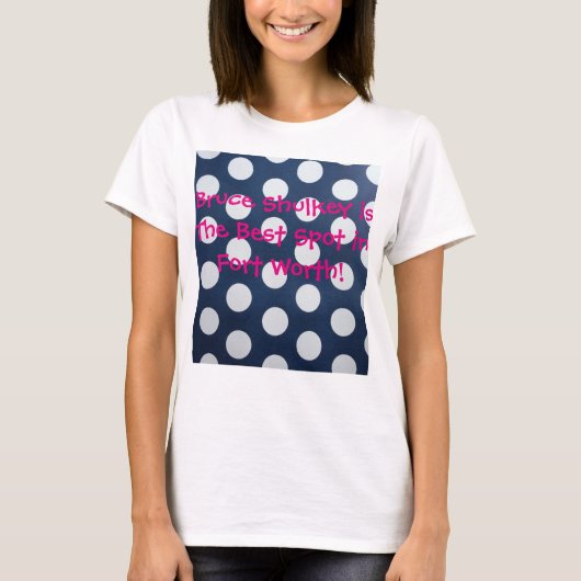Blaue rosa Tupfen T-Shirt (Vorderseite)