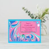 Blaue, rosa und Aquaphantasie Einladung (Stehend Vorderseite)