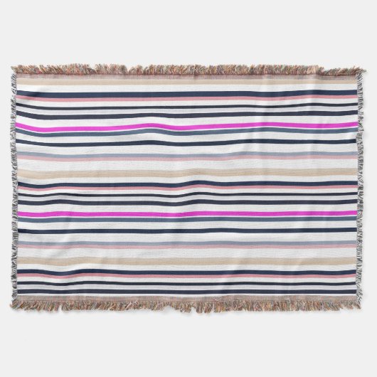Blaue Rosa und Sandstreifen Decke (Vorderseite)