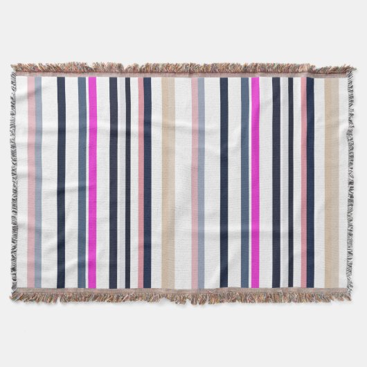Blaue Rosa und Sandstreifen Decke (Vorderseite)
