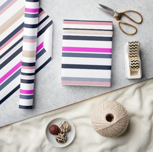Blaue Rosa und Sandstreifen Geschenkpapier (Kunsthandwerk)
