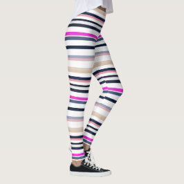 Blaue Rosa und Sandstreifen Leggings
