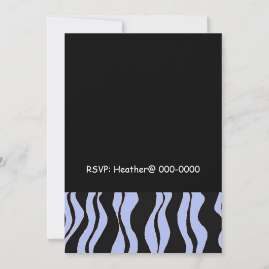 Blaue, rosa und schwarze Zebra Einladung zum Gebur (Rückseite)