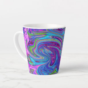 Blaue, rosa und violette groovige abstrakte Retro- Milchtasse
