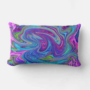Blaue, rosa und violette groovy abstrakte Retro-Ku Lendenkissen