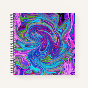 Blaue, rosa und violette groovy abstrakte Retro-Ku Notizblock