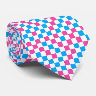 Blaue Rosa und Weiße Karomuster Krawatte