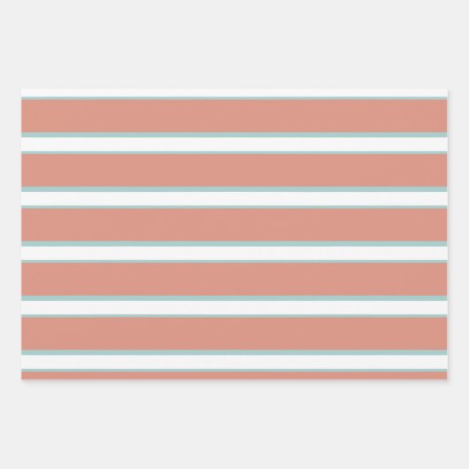 Blaue, rosa und weiße Streifen Geschenkpapier Set (Vorderseite 3)