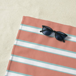Blaue, rosa und weiße Streifen Strandtuch