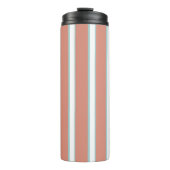 Blaue, rosa und weiße Streifen Thermosbecher (Vorderseite)