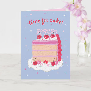 Blaue + Rosa Vintage Coquette Kirschkuchen Geburts Karte