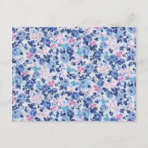 Blaue rosa Vintage-Rosen im floralen Muster Postkarte