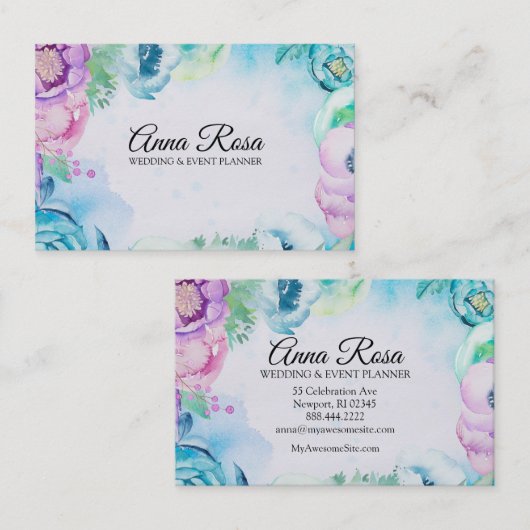 *~* blaue rosa visitenkarte (Vorne/Hinten)