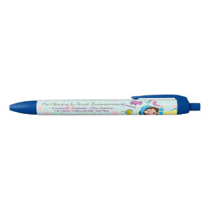Blaue Rosa Waschreinigungshausdame Kugelschreiber
