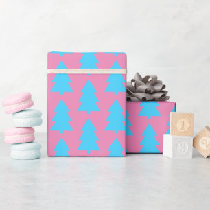 Blaue rosa Weihnachtsbaum Abstract Simple Geschenkpapier