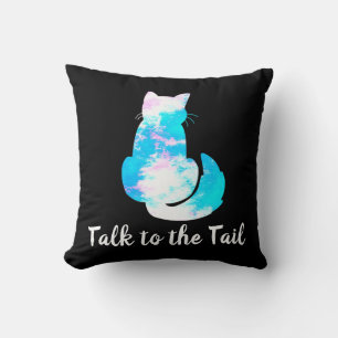 Blaue Rosa Weiße Katze Abstract Sprich mit dem Sch Kissen