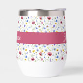 Blaue Rosa Wildblumen Wasserfarbe Monogramm Name (Links)