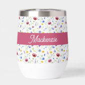Blaue Rosa Wildblumen Wasserfarbe Monogramm Name (Rückseite)