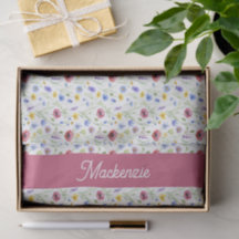 Blaue rosa Wildblumen-Wasserfarben-Tissue-Papier