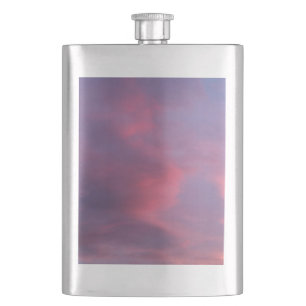 Blaue rosa Wolken Flachmann