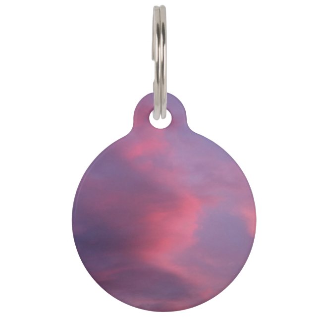 Blaue rosa Wolken Haustiermarke (Vorderseite)