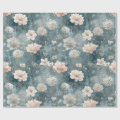 Blaue & rosafarbene Vintage-Blumen-Verpackungspapi Geschenkpapier (Flach)