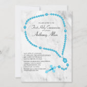Blaue Rosarden Erste Heilige Kommune Einladung (Vorderseite)