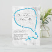 Blaue Rosarden Erste Heilige Kommune Einladung (Stehend Vorderseite)