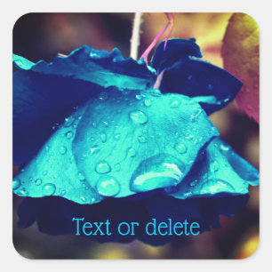 Blaue Rose Abstrakte Blume Personalisiert Quadratischer Aufkleber