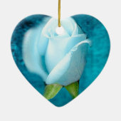 Blaue Rose Aquamarine Keramik Ornament (Hinten)