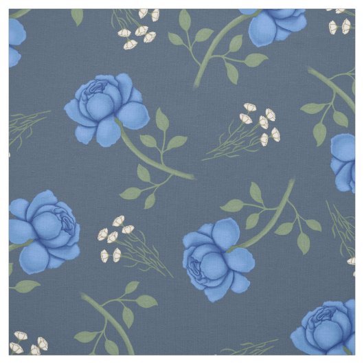 Blaue Rose auf dem Dusky Blue Oversified Calico Stoff (Muster)