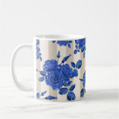 Blaue Rose auf gestreiften Untergründen Kaffeetasse (Links)
