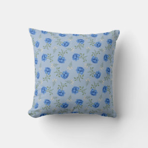 Blaue Rose auf Light Blue Oversized Calico Kissen
