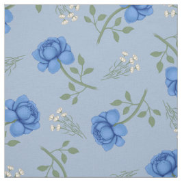 Blaue Rose auf Light Blue Oversized Calico Stoff
