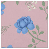 Blaue Rose auf Pink Oversized Calico Stoff (Nahaufnahme)