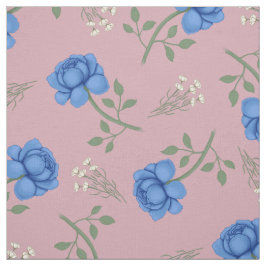 Blaue Rose auf Pink Oversized Calico Stoff